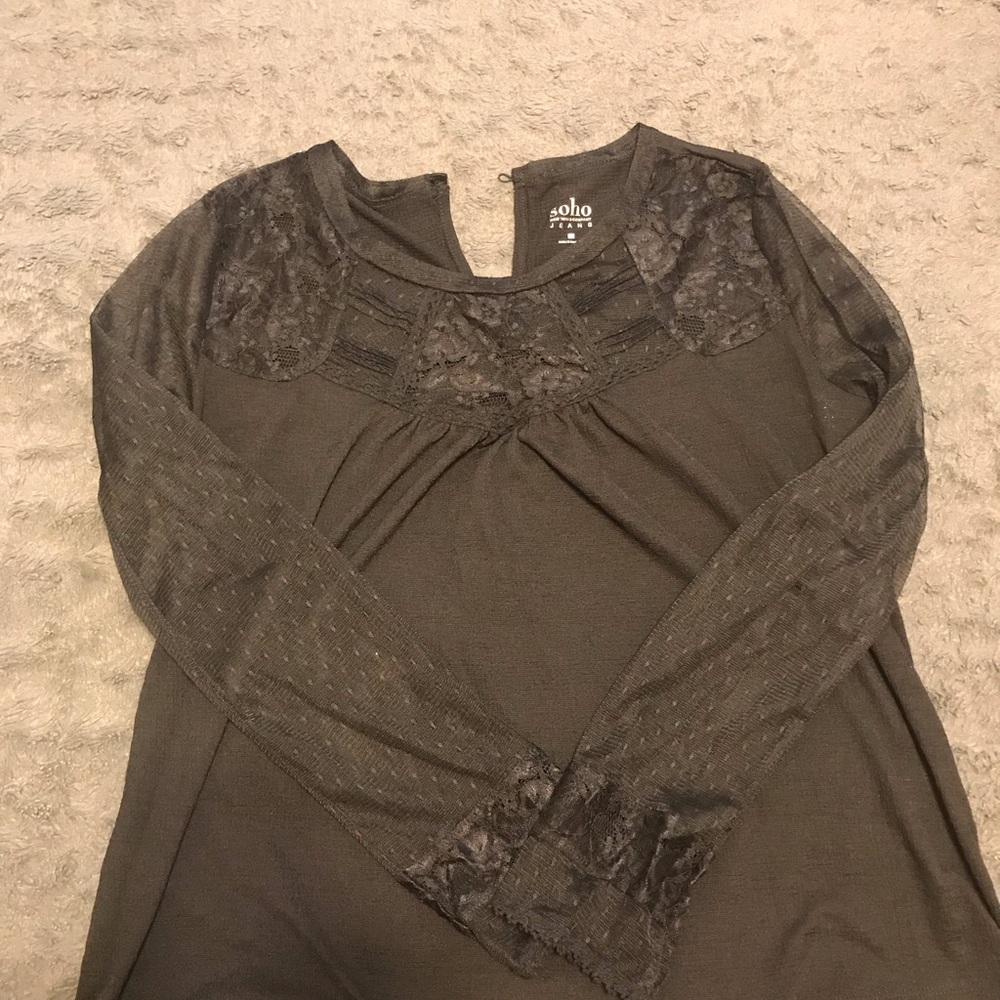 Sheer sleeve black dressy top